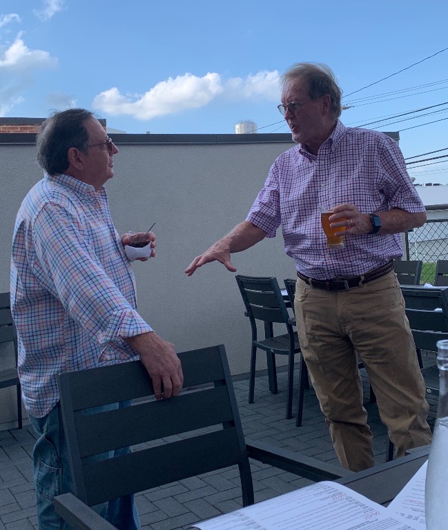 Jim Karahalios chatting with Dwight Shaw